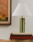 Colorstory Stripe Table Lamp in Moss & Sage