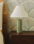 Colorstory Stripe Table Lamp in Moss & Sage
